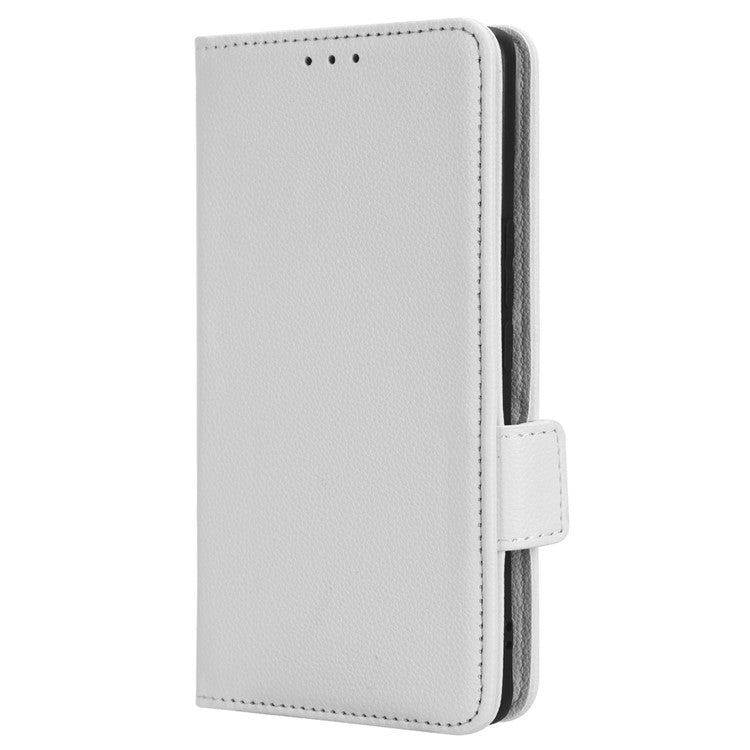 For vivo Y78+ 5G / Y78 5G / V29 Lite 5G Litchi Texture Magnetic Clasp Phone Case PU Leather Wallet Stand Cover - White