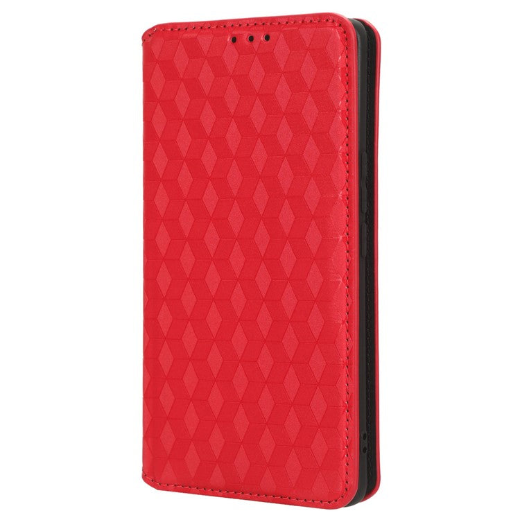 For vivo Y78 5G / Y78+ 5G / V29 Lite 5G Rhombus Imprinted Shell PU Leather Stand Shockproof Case Phone Cover - Red