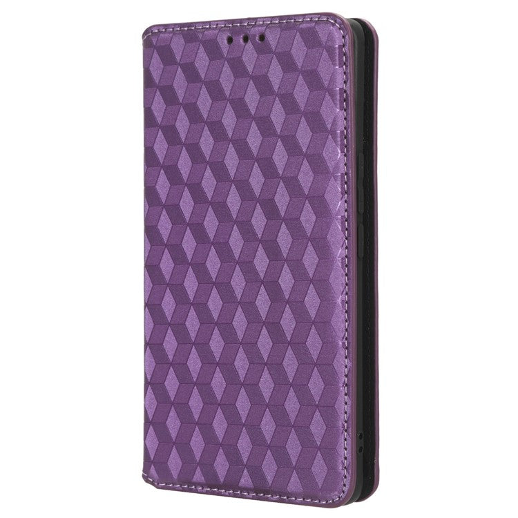 For vivo Y78 5G / Y78+ 5G / V29 Lite 5G Rhombus Imprinted Shell PU Leather Stand Shockproof Case Phone Cover - Purple