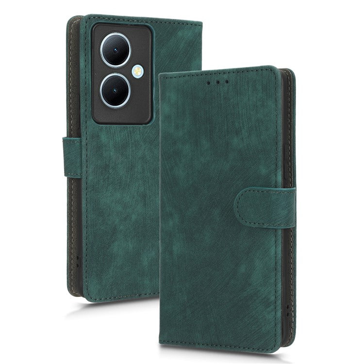 For vivo Y78+ 5G / Y78 5G / V29 Lite 5G Cellphone Cover RFID Blocking PU Leather Wallet Stand Case with Strap - Green