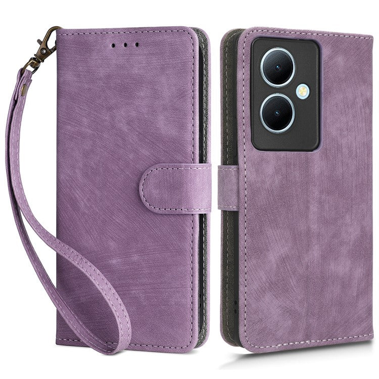 For vivo Y78+ 5G / Y78 5G / V29 Lite 5G Cellphone Cover RFID Blocking PU Leather Wallet Stand Case with Strap - Purple