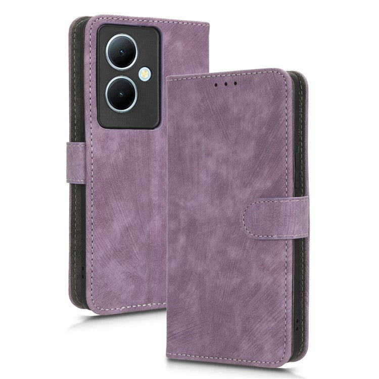 For vivo Y78+ 5G / Y78 5G / V29 Lite 5G Cellphone Cover RFID Blocking PU Leather Wallet Stand Case with Strap - Purple