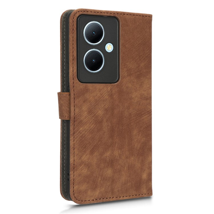 For vivo Y78+ 5G / Y78 5G / V29 Lite 5G Cellphone Cover RFID Blocking PU Leather Wallet Stand Case with Strap - Brown