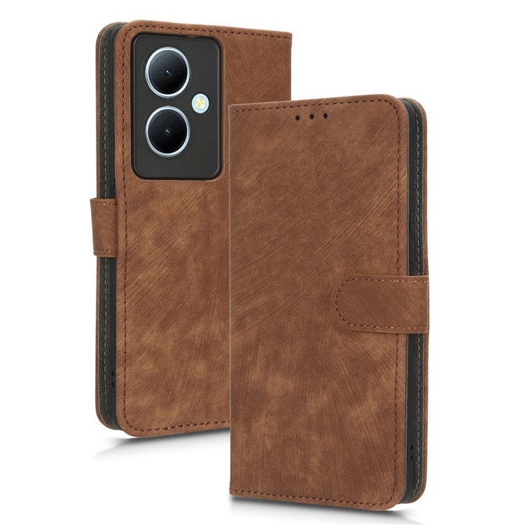 For vivo Y78+ 5G / Y78 5G / V29 Lite 5G Cellphone Cover RFID Blocking PU Leather Wallet Stand Case with Strap - Brown