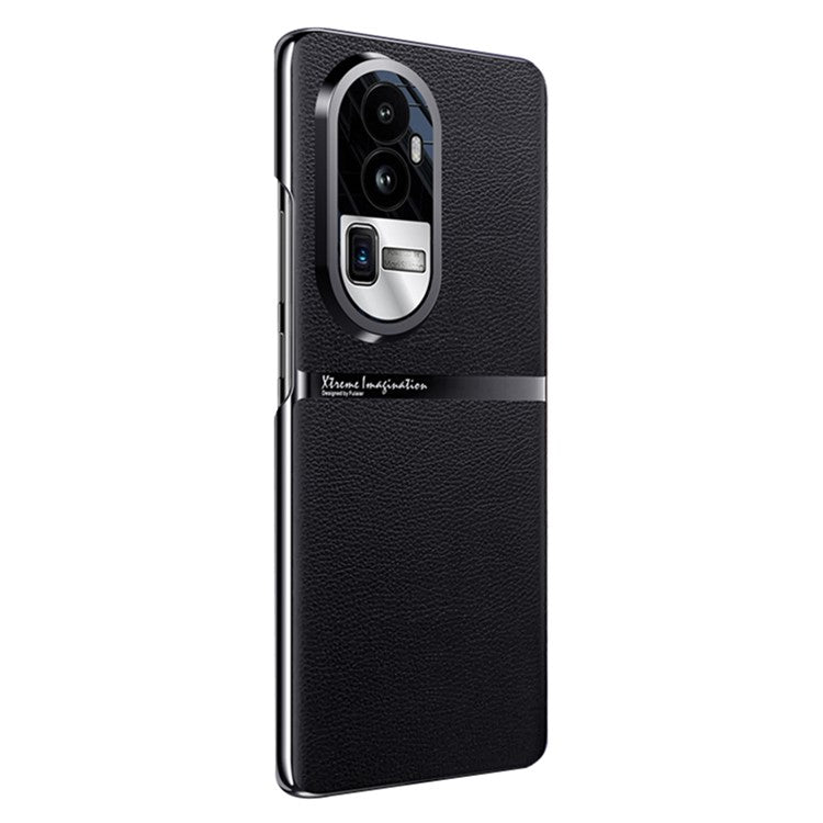 Shockproof Case for Oppo Reno10 Pro+ 5G Anti-Drop PU Leather PC Phone Cover - Black