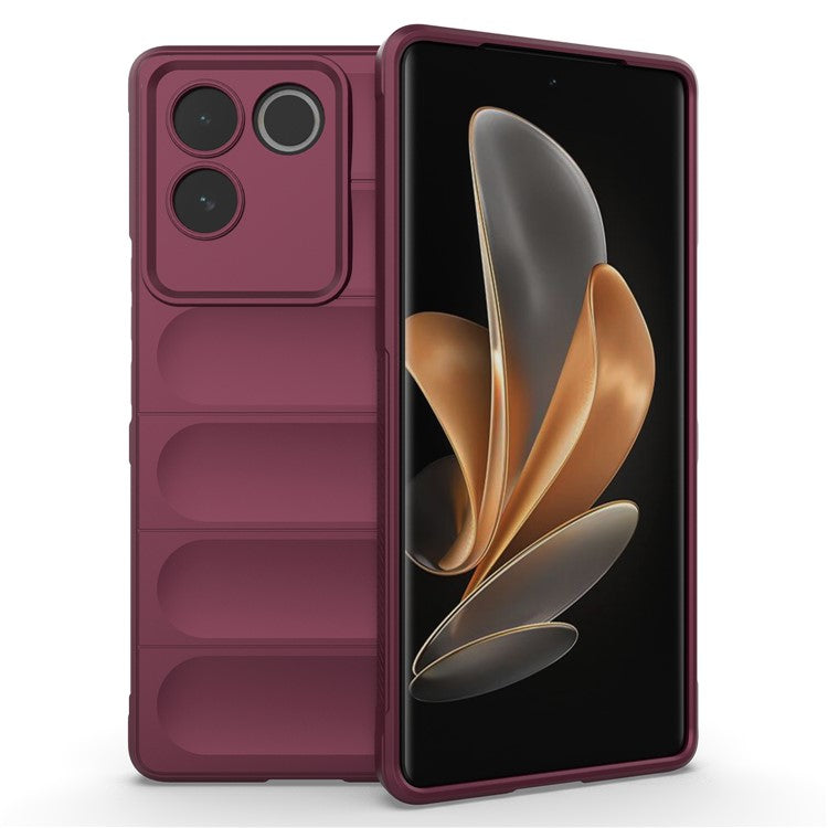 For vivo S17e 5G Flexible TPU Phone Case Drop Protection Phone Shell Protective Cover - Wine Red