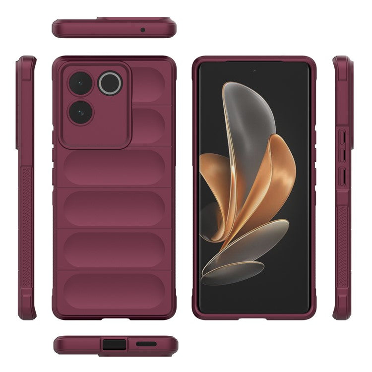 For vivo S17e 5G Flexible TPU Phone Case Drop Protection Phone Shell Protective Cover - Wine Red