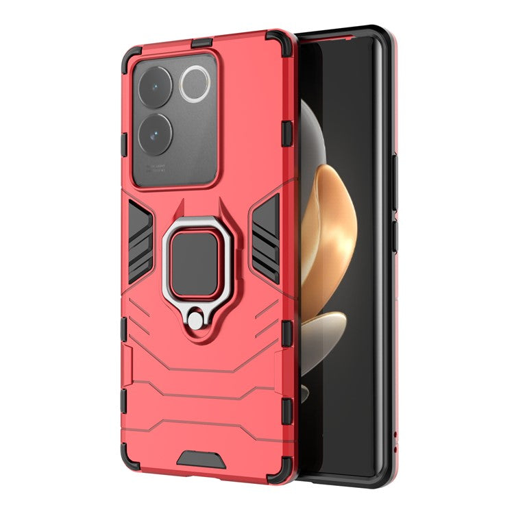 For vivo S17e 5G Ring Kickstand Cell Phone Case TPU + PC Shockproof Back Cover - Red