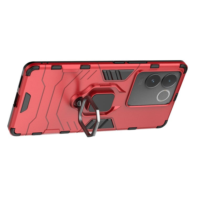 For vivo S17e 5G Ring Kickstand Cell Phone Case TPU + PC Shockproof Back Cover - Red