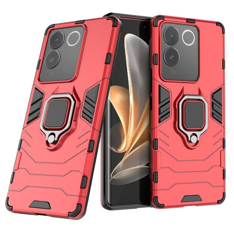 For vivo S17e 5G Ring Kickstand Cell Phone Case TPU + PC Shockproof Back Cover - Red