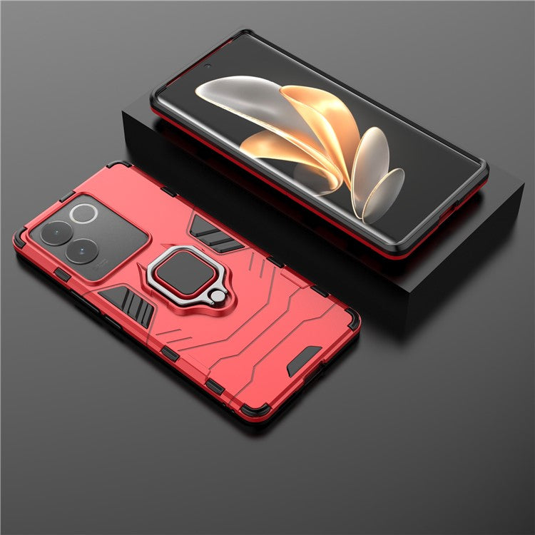 For vivo S17e 5G Ring Kickstand Cell Phone Case TPU + PC Shockproof Back Cover - Red