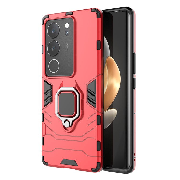 For vivo S17 / S17 Pro 5G Cell Phone Case Ring Kickstand TPU + PC Anti-drop Back Cover - Red