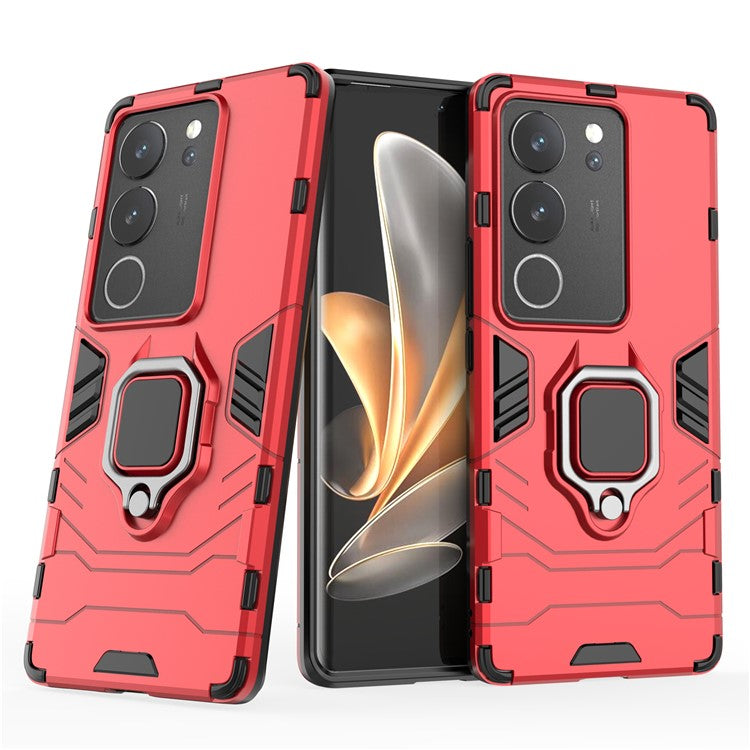 For vivo S17 / S17 Pro 5G Cell Phone Case Ring Kickstand TPU + PC Anti-drop Back Cover - Red