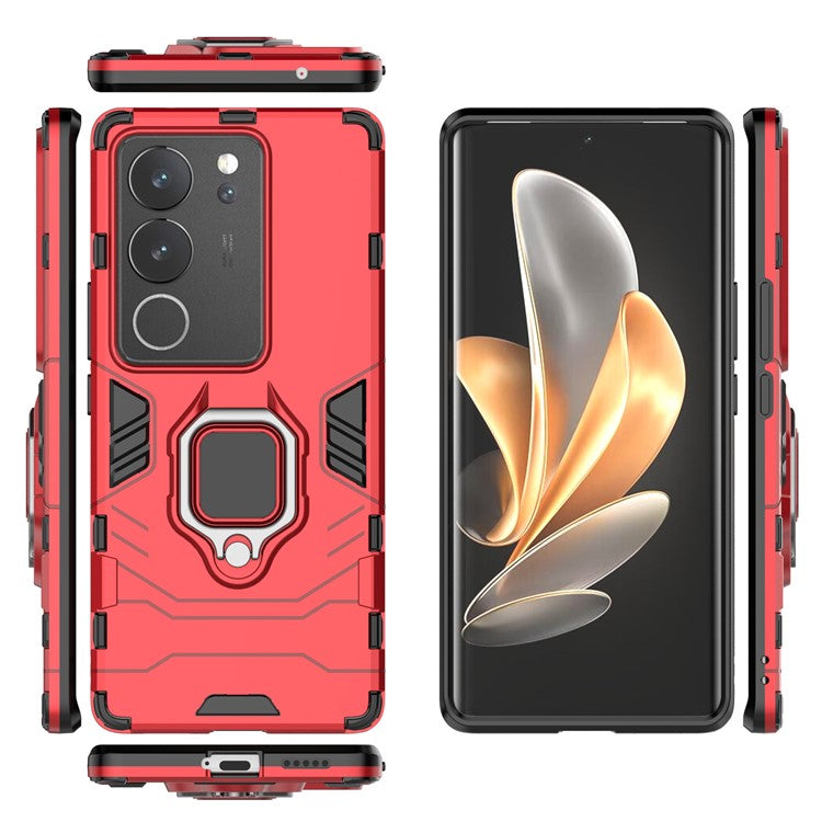 For vivo S17 / S17 Pro 5G Cell Phone Case Ring Kickstand TPU + PC Anti-drop Back Cover - Red