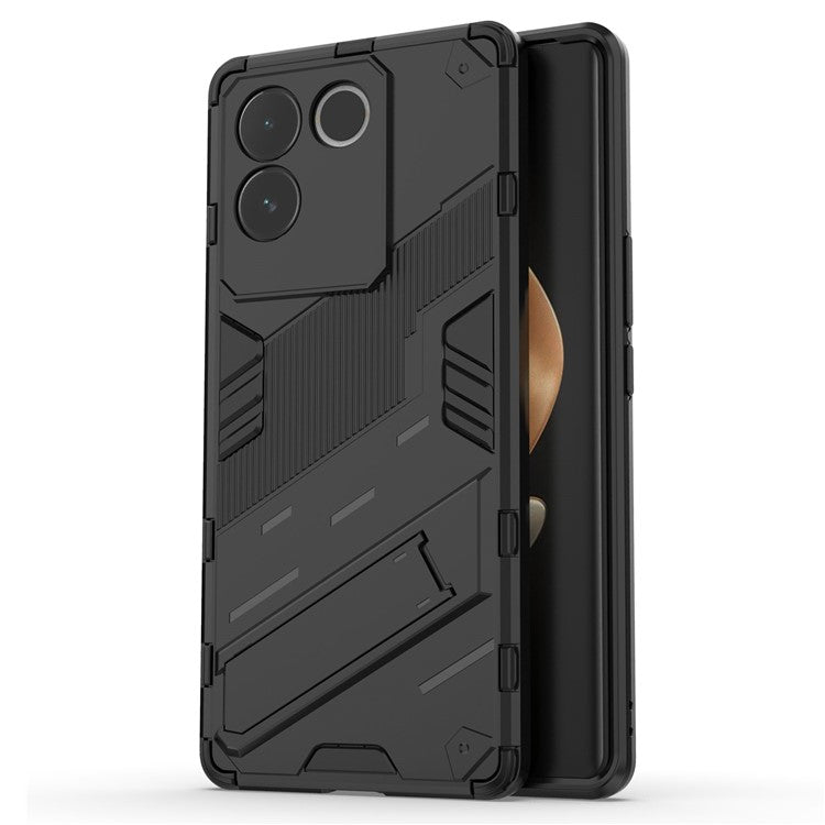 For vivo S17e 5G PC + TPU Phone Back Cover Drop-proof Phone Case with Kickstand - Black