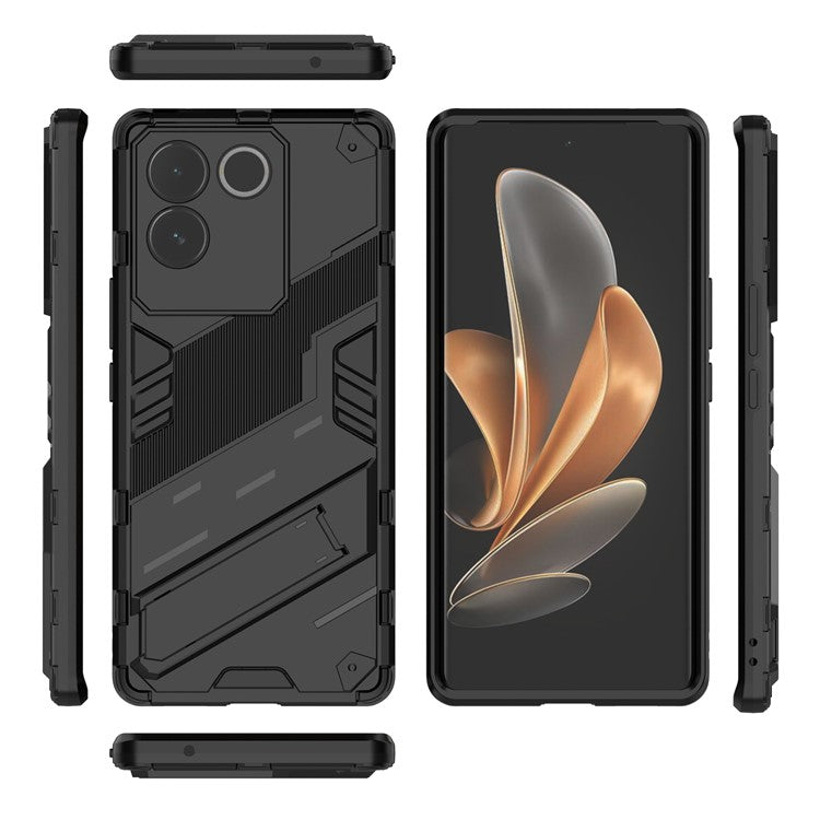 For vivo S17e 5G PC + TPU Phone Back Cover Drop-proof Phone Case with Kickstand - Black