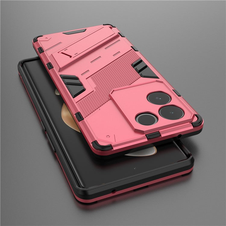 For vivo S17e 5G PC + TPU Phone Back Cover Drop-proof Phone Case with Kickstand - Rose