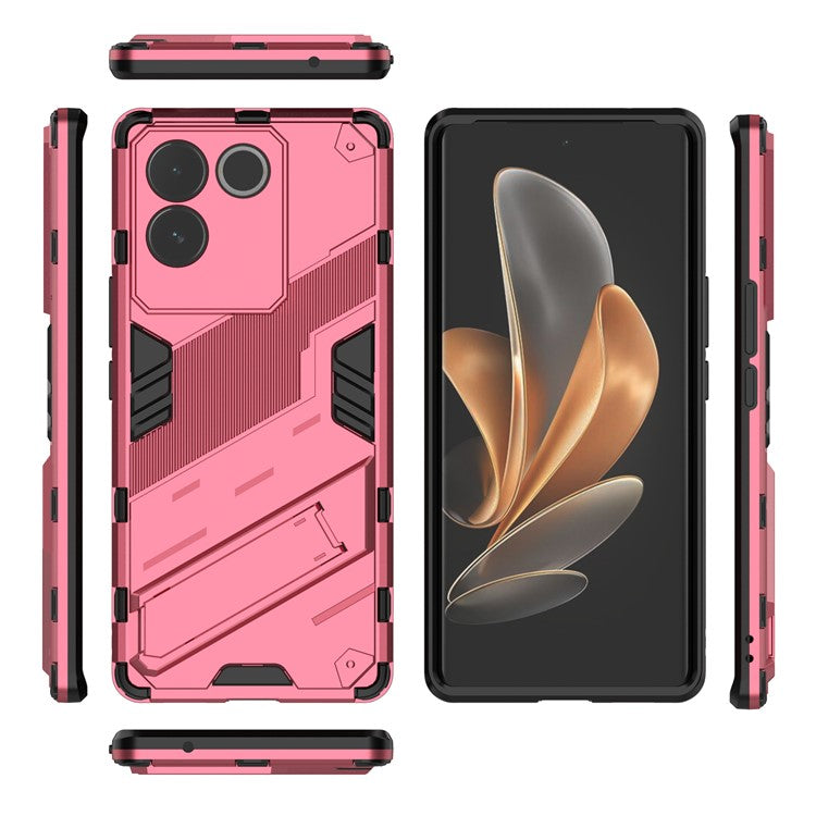 For vivo S17e 5G PC + TPU Phone Back Cover Drop-proof Phone Case with Kickstand - Rose