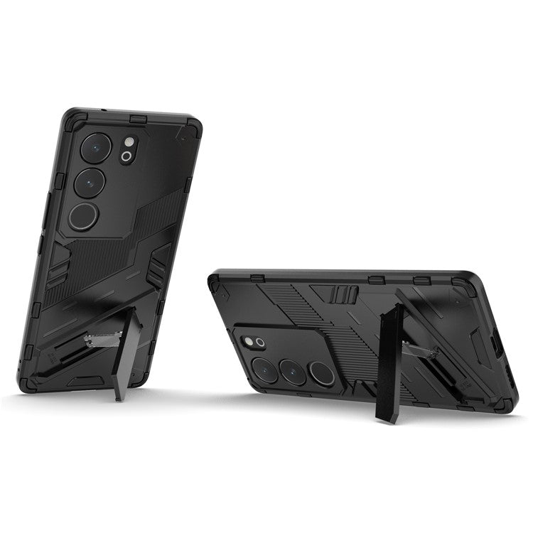 For vivo S17 5G / S17 Pro 5G Kickstand Back Cover Shockproof PC + TPU Phone Case - Black