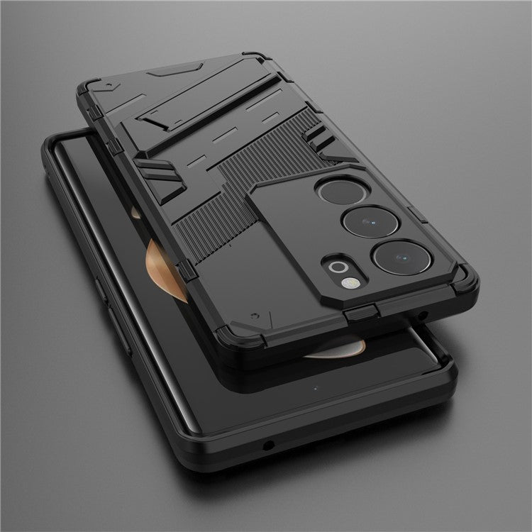 For vivo S17 5G / S17 Pro 5G Kickstand Back Cover Shockproof PC + TPU Phone Case - Black