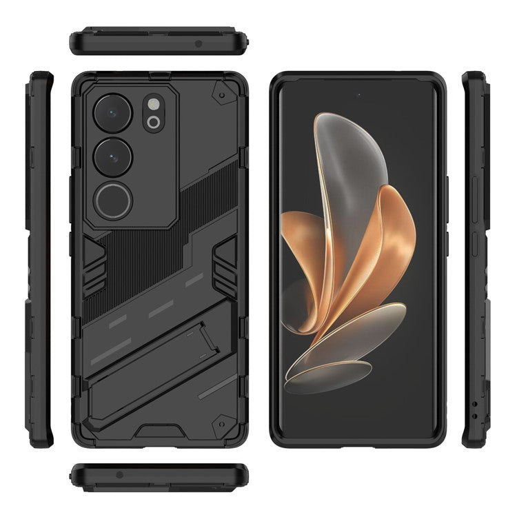 For vivo S17 5G / S17 Pro 5G Kickstand Back Cover Shockproof PC + TPU Phone Case - Black