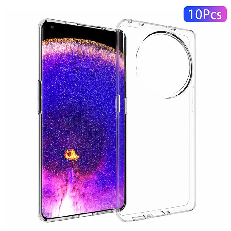 10Pcs / Pack For Oppo Find X6 Pro Inner Watermark-Free TPU Phone Case Transparent Protective Phone Cover