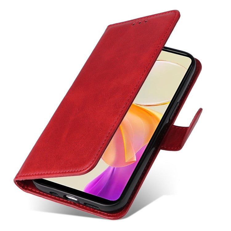 For vivo Y78 (China) 5G / Y36 4G (Global) / Y36 5G (Global) Phone Case Calf Texture Leather Wallet Stand Cover - Red