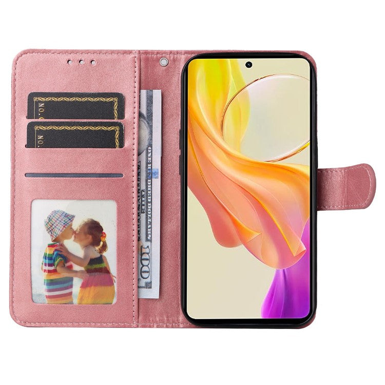 For vivo Y78 (China) 5G / Y36 4G (Global) / Y36 5G (Global) Phone Case Calf Texture Leather Wallet Stand Cover - Pink