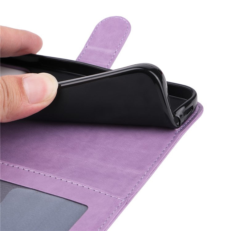 For vivo Y78 (China) 5G / Y36 4G (Global) / Y36 5G (Global) PU Leather Wallet Phone Cover Sunflower Imprinted Stand Case - Purple