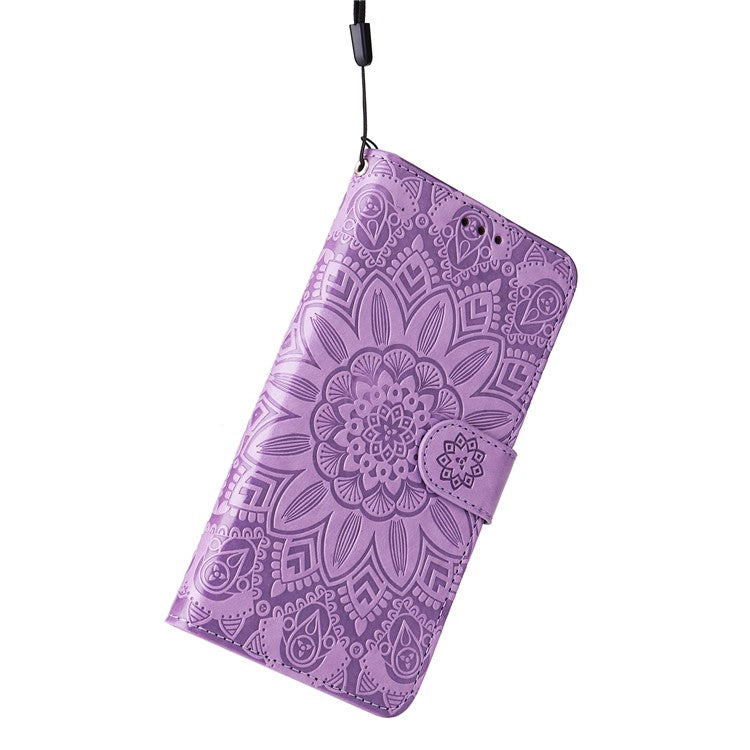 For vivo Y78 (China) 5G / Y36 4G (Global) / Y36 5G (Global) PU Leather Wallet Phone Cover Sunflower Imprinted Stand Case - Purple