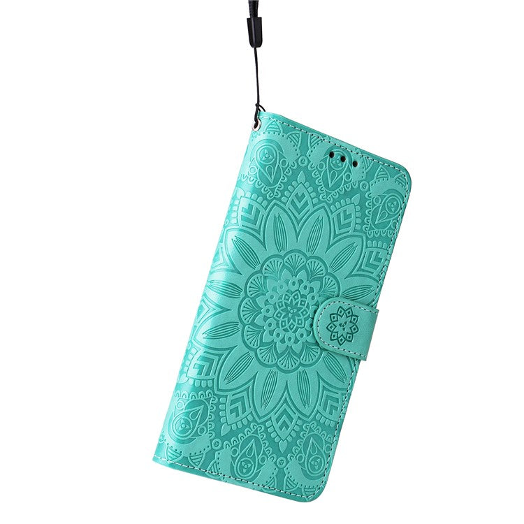 For vivo Y78 (China) 5G / Y36 4G (Global) / Y36 5G (Global) PU Leather Wallet Phone Cover Sunflower Imprinted Stand Case - Green