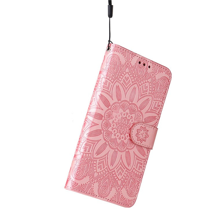 For vivo Y78 (China) 5G / Y36 4G (Global) / Y36 5G (Global) PU Leather Wallet Phone Cover Sunflower Imprinted Stand Case - Pink