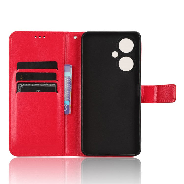 For vivo Y35+ 5G / Y35m+ 5G / Y27 4G Crazy Horse Texture Phone Stand Case PU Leather Anti-drop Wallet Cover - Red