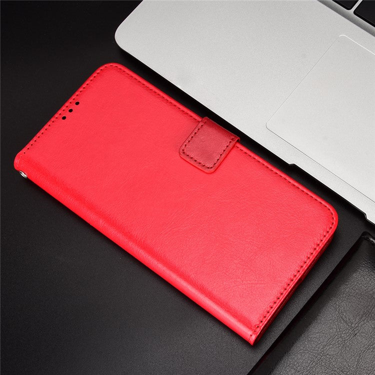 For vivo Y35+ 5G / Y35m+ 5G / Y27 4G Crazy Horse Texture Phone Stand Case PU Leather Anti-drop Wallet Cover - Red