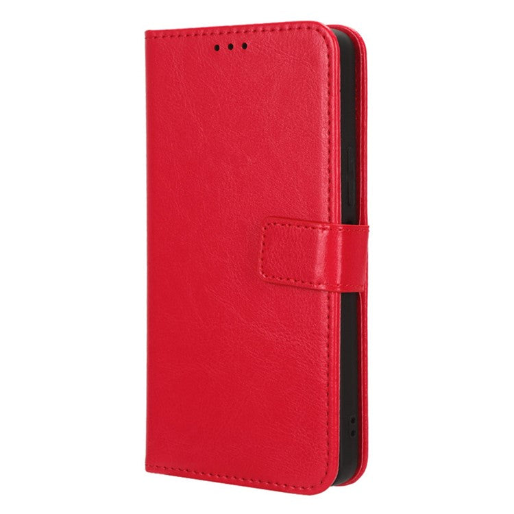 For vivo Y35+ 5G / Y35m+ 5G / Y27 4G Crazy Horse Texture Phone Stand Case PU Leather Anti-drop Wallet Cover - Red