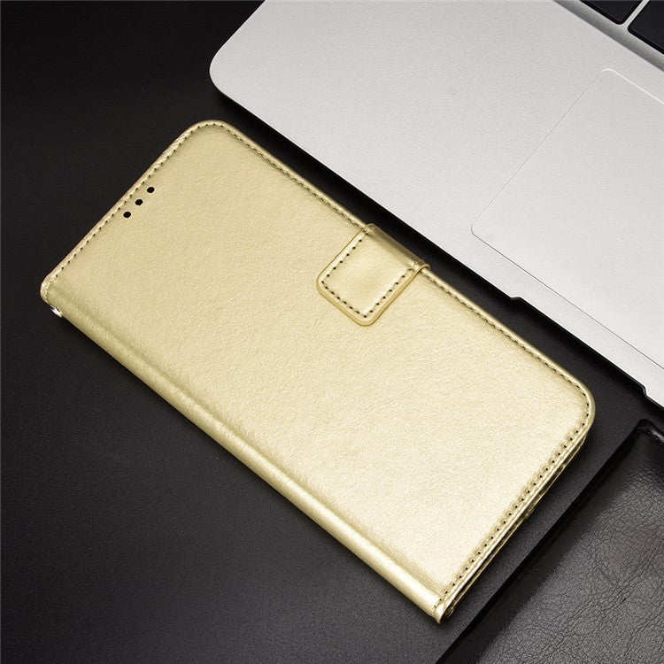 For vivo Y35+ 5G / Y35m+ 5G / Y27 4G Crazy Horse Texture Phone Stand Case PU Leather Anti-drop Wallet Cover - Gold