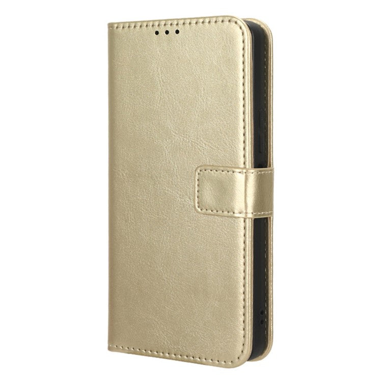 For vivo Y35+ 5G / Y35m+ 5G / Y27 4G Crazy Horse Texture Phone Stand Case PU Leather Anti-drop Wallet Cover - Gold