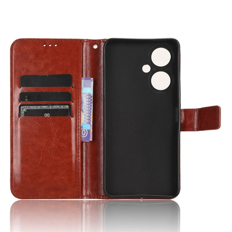 For vivo Y35+ 5G / Y35m+ 5G / Y27 4G Crazy Horse Texture Phone Stand Case PU Leather Anti-drop Wallet Cover - Brown