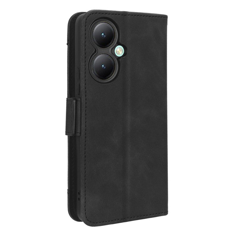 For vivo Y35+ 5G / Y35m+ 5G / Y27 4G Multiple Card Slots Stand Phone Case PU Leather Wallet Cover - Black