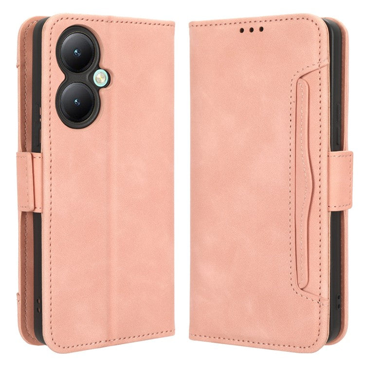 For vivo Y35+ 5G / Y35m+ 5G / Y27 4G Multiple Card Slots Stand Phone Case PU Leather Wallet Cover - Pink