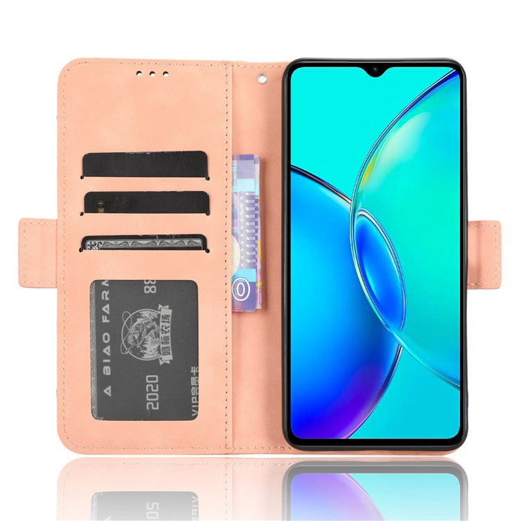 For vivo Y35+ 5G / Y35m+ 5G / Y27 4G Multiple Card Slots Stand Phone Case PU Leather Wallet Cover - Pink