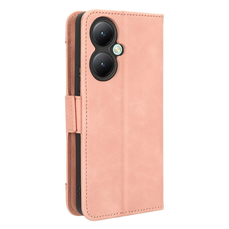 For vivo Y35+ 5G / Y35m+ 5G / Y27 4G Multiple Card Slots Stand Phone Case PU Leather Wallet Cover - Pink