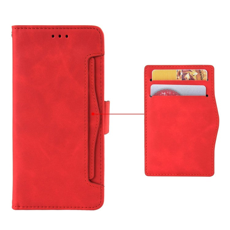 For vivo Y35+ 5G / Y35m+ 5G / Y27 4G Multiple Card Slots Stand Phone Case PU Leather Wallet Cover - Red