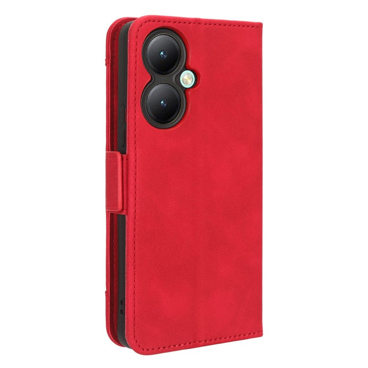 For vivo Y35+ 5G / Y35m+ 5G / Y27 4G Multiple Card Slots Stand Phone Case PU Leather Wallet Cover - Red