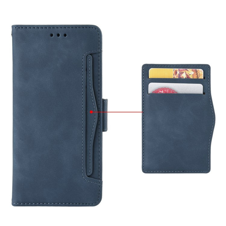 For vivo Y35+ 5G / Y35m+ 5G / Y27 4G Multiple Card Slots Stand Phone Case PU Leather Wallet Cover - Blue