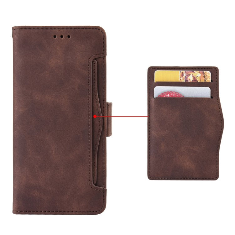 For vivo Y35+ 5G / Y35m+ 5G / Y27 4G Multiple Card Slots Stand Phone Case PU Leather Wallet Cover - Brown