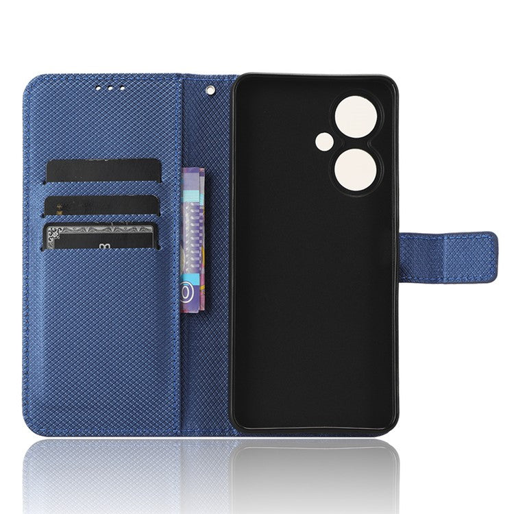 For vivo Y35+ 5G / Y35m+ 5G / Y27 4G PU Leather Wallet Phone Case Stand Diamond Texture Phone Cover - Blue