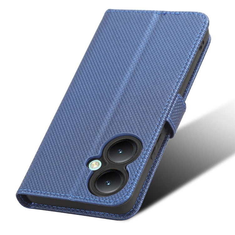 For vivo Y35+ 5G / Y35m+ 5G / Y27 4G PU Leather Wallet Phone Case Stand Diamond Texture Phone Cover - Blue