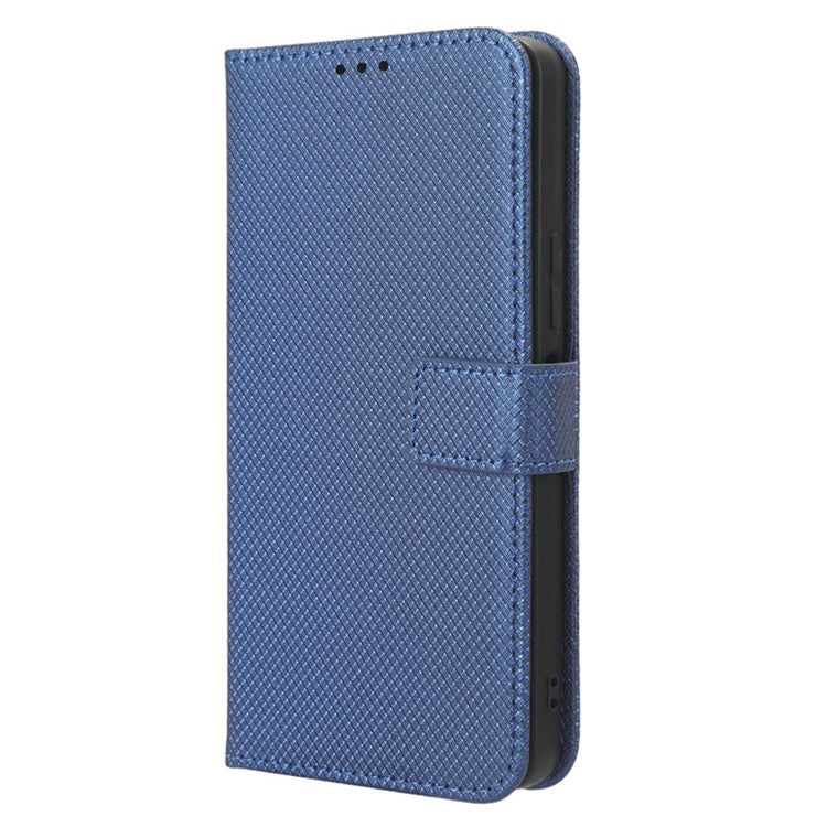 For vivo Y35+ 5G / Y35m+ 5G / Y27 4G PU Leather Wallet Phone Case Stand Diamond Texture Phone Cover - Blue