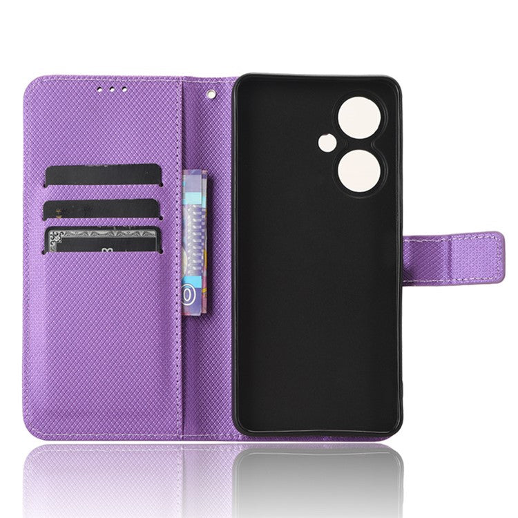 For vivo Y35+ 5G / Y35m+ 5G / Y27 4G PU Leather Wallet Phone Case Stand Diamond Texture Phone Cover - Purple